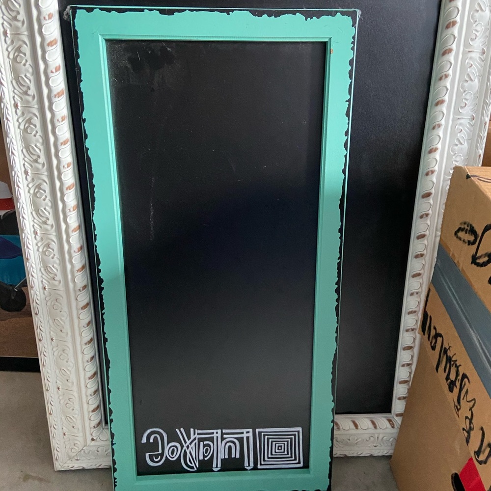 Chalkboard sign teal distressed border